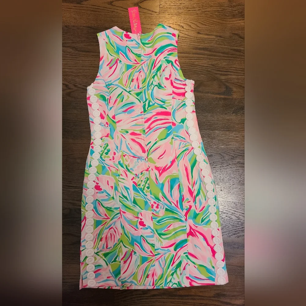 SOLD NWT Lily Pulitzer Mila shift dress, 0, pink blue green "Croc My World" - Picture 2 of 3